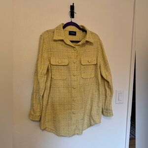 The Kooples Tweed Button Down Shirt Jacket Yellow Gold Size 1 Small EUC
